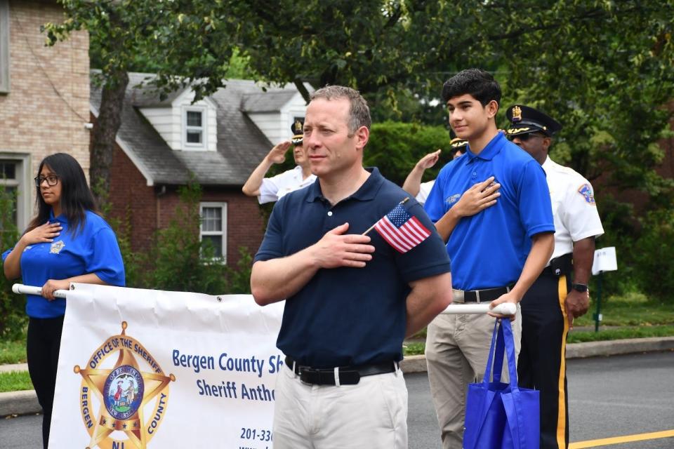 Congressman Josh Gottheimer marched in the Paramus Independence Day Parade on July 4, 2023.