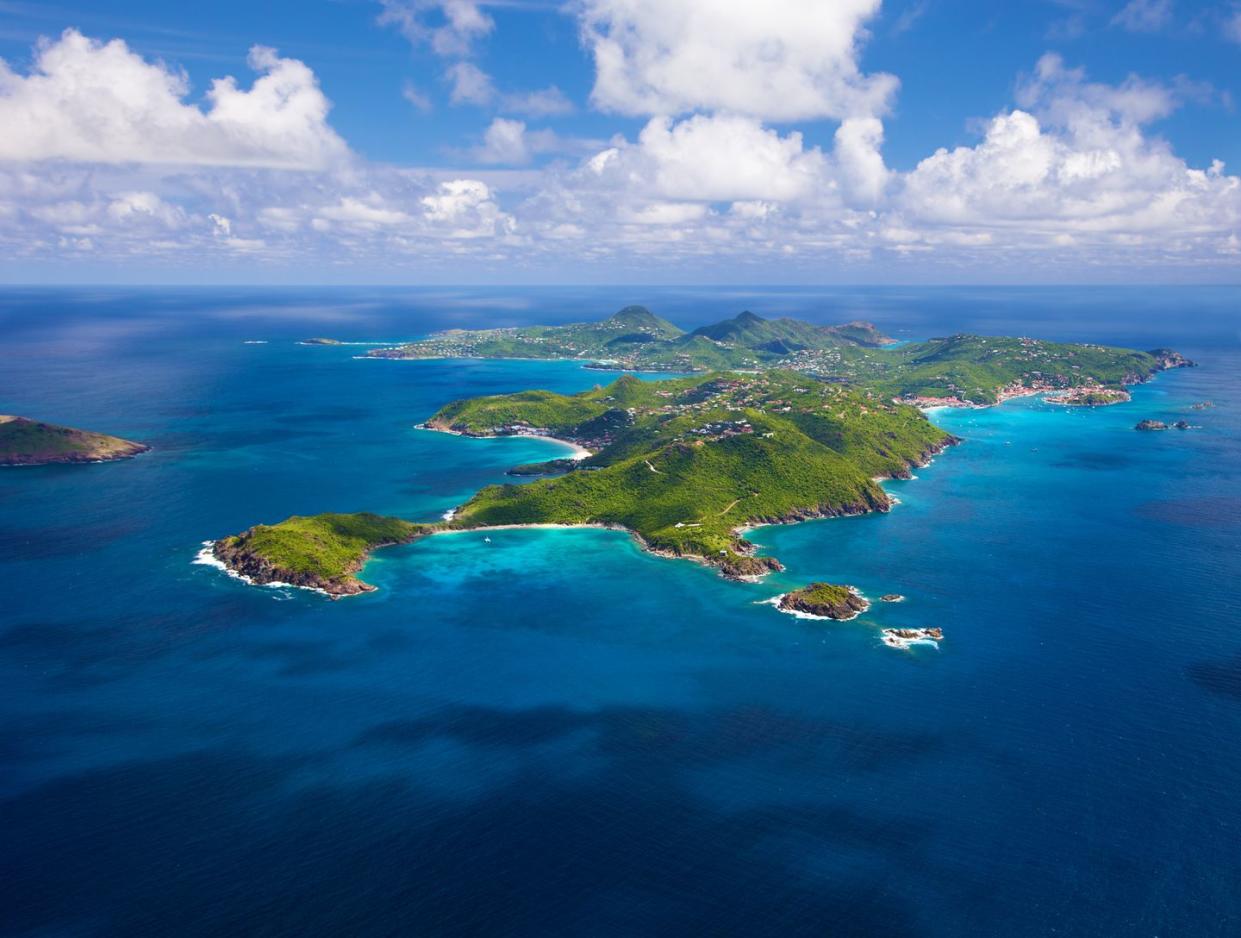 aerial view of st barths, french west indies