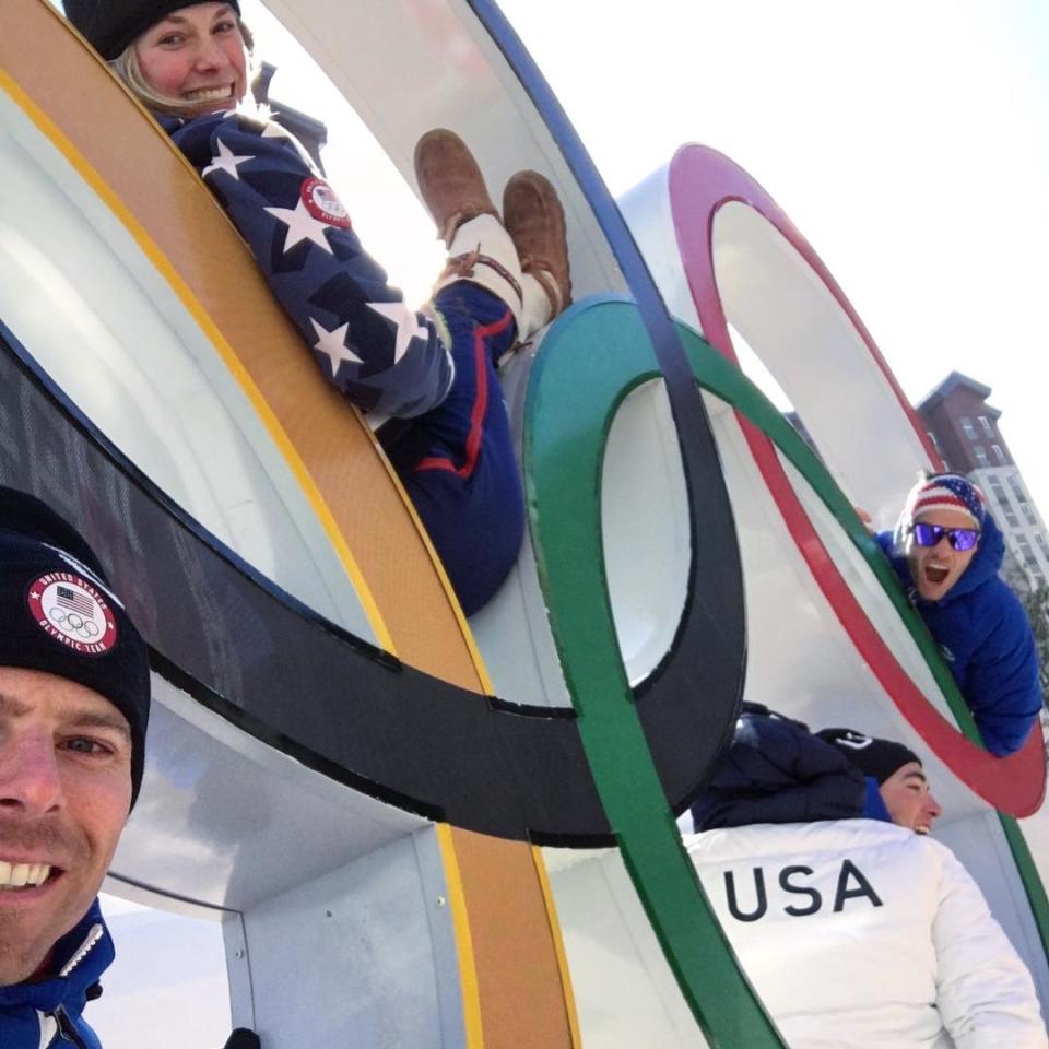 <p>andynewellskier: The Olympic spirit is doing your best no matter what the outcome. Happy to looking up and to be here with this team in the Red, white, and blue #teamusa #olympics (Photo via Instagram/andynewellskier) </p>