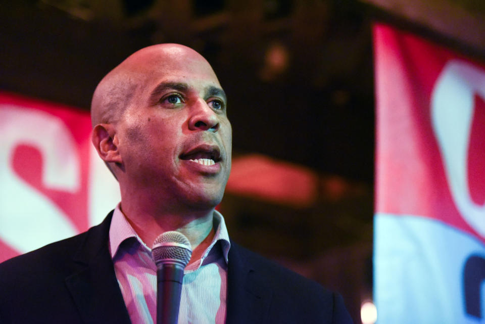 NEW YORK, NY - NOVEMBER 13: U.S. Senator Cory Booker delivers remarks at a campaign event on November 13, 2019 in New York City. Despite low polling numbers, Booker remained confident in his campaign for president of the U.S. (Photo by Stephanie Keith/Getty Images)