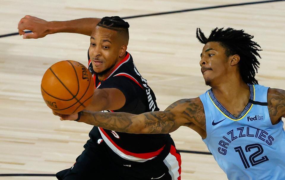 In the first playoff play-in game in NBA's history last August, the eighth-seeded Trail Blazers beat the No. 9 Grizzlies in a thriller to advance into the playoffs.