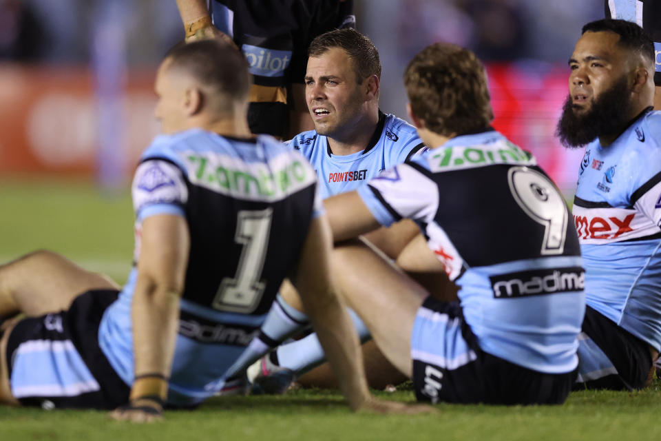 Wade Graham and Sharks players, pictured here after their loss to the Roosters in the NRL finals.