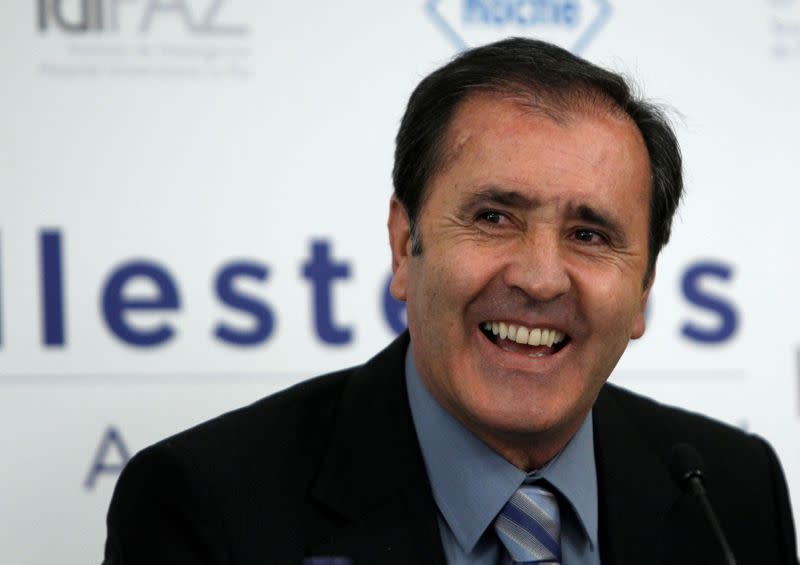 FILE PHOTO: Spain's former golf player Severiano Ballesteros laughs during a news conference in Madrid