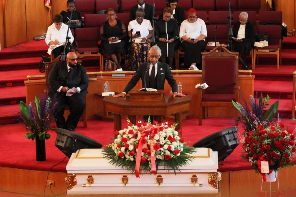 The Rev. Al Sharpton speaks during the public viewing and funeral service of Jordan Neely (Getty Images)