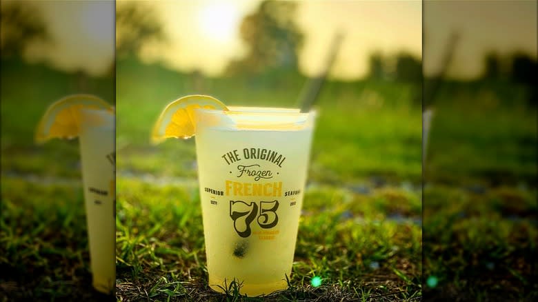 French 75 cup on grass