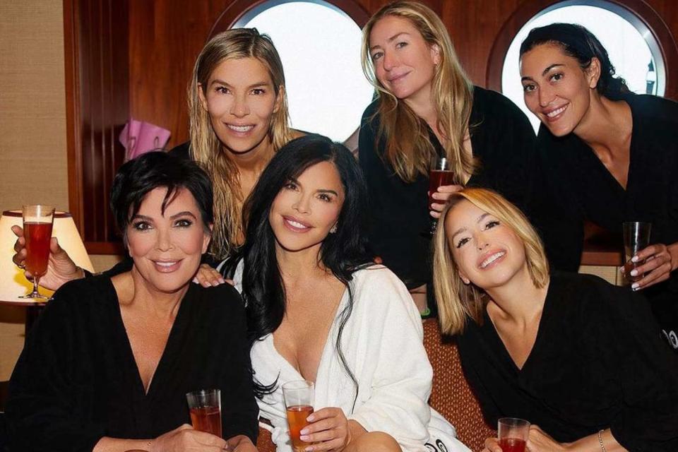 <p>Kris Jenner Instagram</p> Kris Jenner with Lauren Sánchez and friends