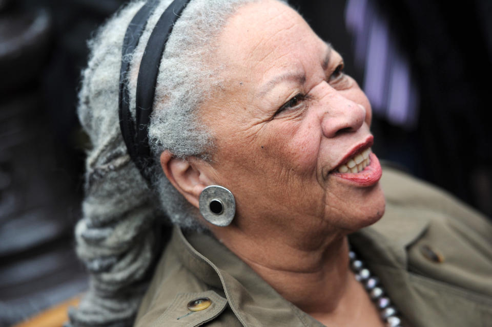 Nobel-winning US novelist Toni Morrison attends the unveiling ceremony of a memorial bench marking the abolition of slavery in Paris