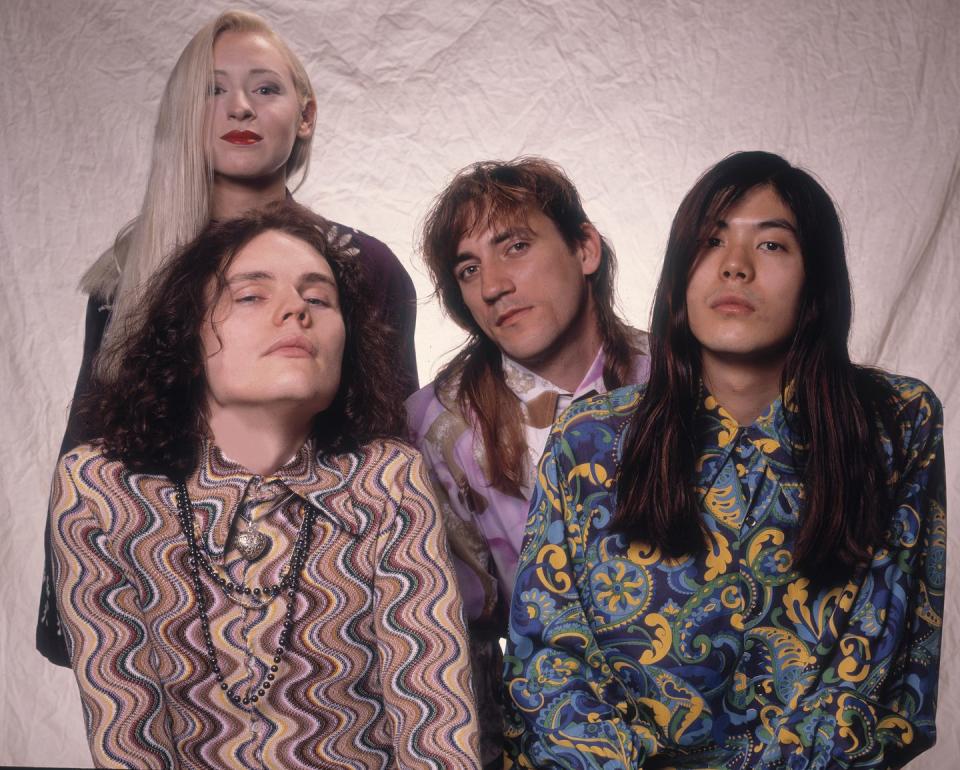 <p>Smashing Pumpkins as they pose in a photo studio, Chicago, Illinois, May 10, 1991.</p>