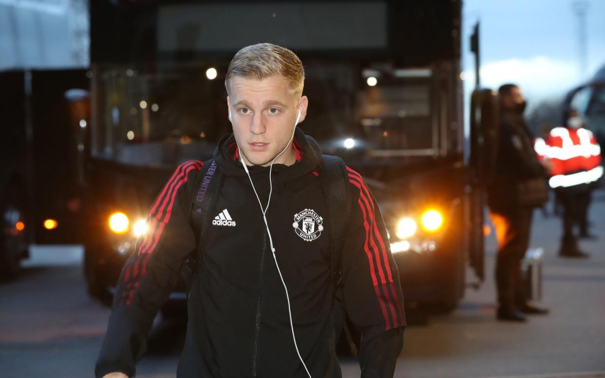 Donny van de Beek walks into Old Trafford - GETTY IMAGES