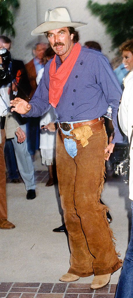 <p>It's Tom Selleck dressed as a cowboy. What else do you need to know about this circa 1990 look?</p>