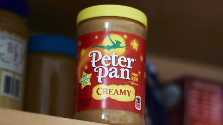 Peter Pan peanut butter on shelf