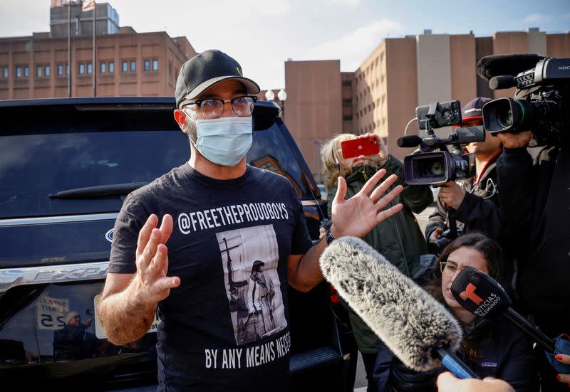 FILE PHOTO: Proud Boys leader Enrique Tarrio is released from jail in Washington