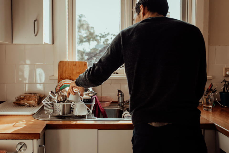 A man doing the dishes