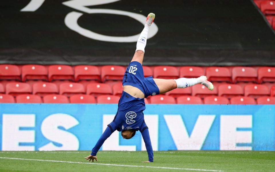 Australian Sam Kerr celebrates her second goal in acrobatic style - ACTION IMAGES