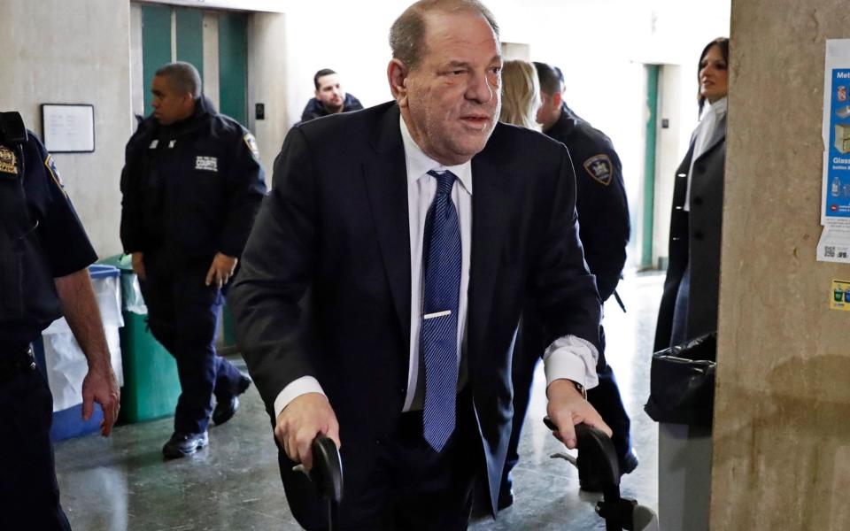 Harvey Weinstein arrives at a Manhattan court last year  - AP