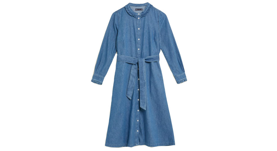 Denim Belted Midi Shirt Dress