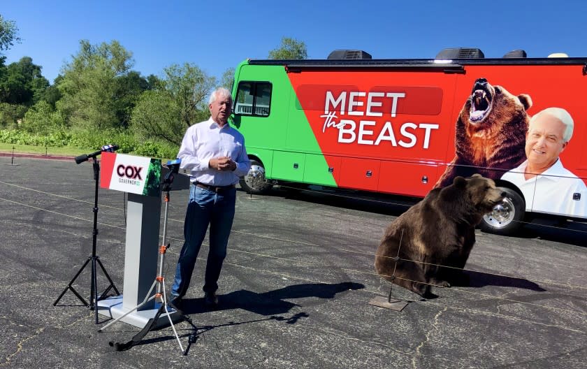 Republican gubernatorial candidate John Cox on Tuesday launched his "Beauty or the Beast" campaign tour in Sacramento
