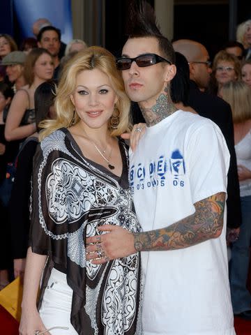 <p>Gregg DeGuire/WireImage</p> Travis Barker (right) and Shanna Moakler (left) at the 33rd American Music Awards in 2005.