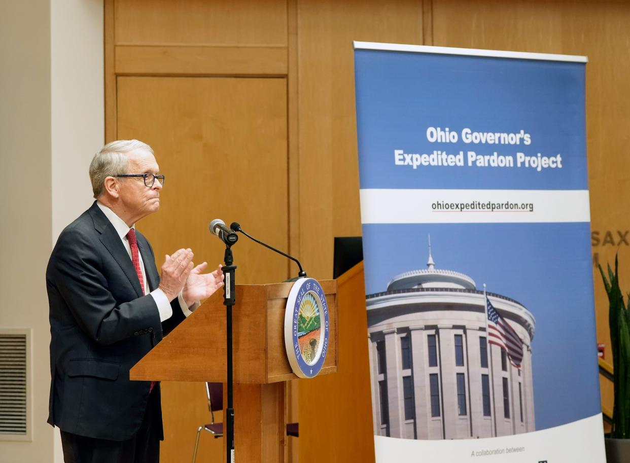 Dec. 20, 2023; Columbus, Ohio, USA; 
Ohio Governor Mike DeWine announced that the expedited pardon project surpassed 100 people in the four years since it was created during an event Wednesday at the Ohio State University Moritz College of Law.