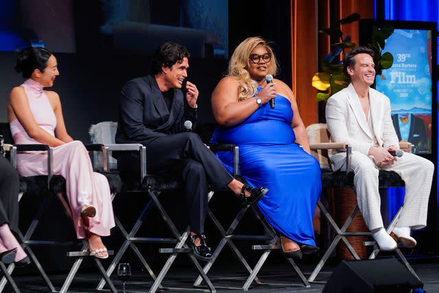 <p>Presley Ann/Getty</p> (Left to right:) Greta Lee, Charles Melton, Da'Vine Joy and Andrew Scott at the Santa Barbara International Film Festival's Virtuosos Awards Feb. 10