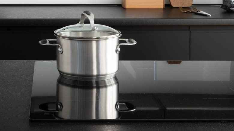 Pot on induction stove