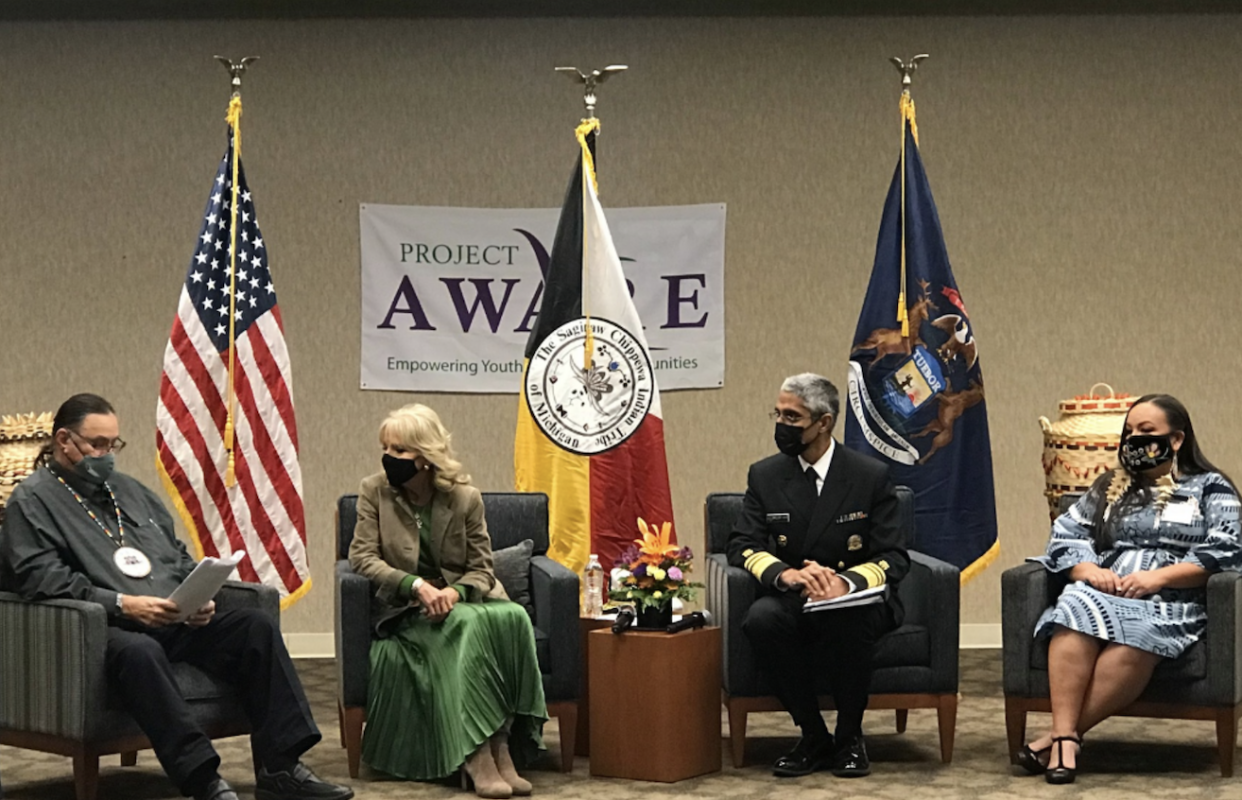 First Lady Jill Biden visit to the Saginaw Chippewa Tribe in October 2021. (Photo/Levi Rickert for Native News Online)