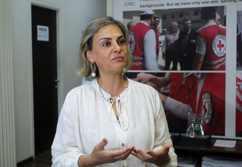 Suhair Zakkout, the spokesperson for the International Committee of the Red Cross in Syria, attends an interview with Reuters in Damascus