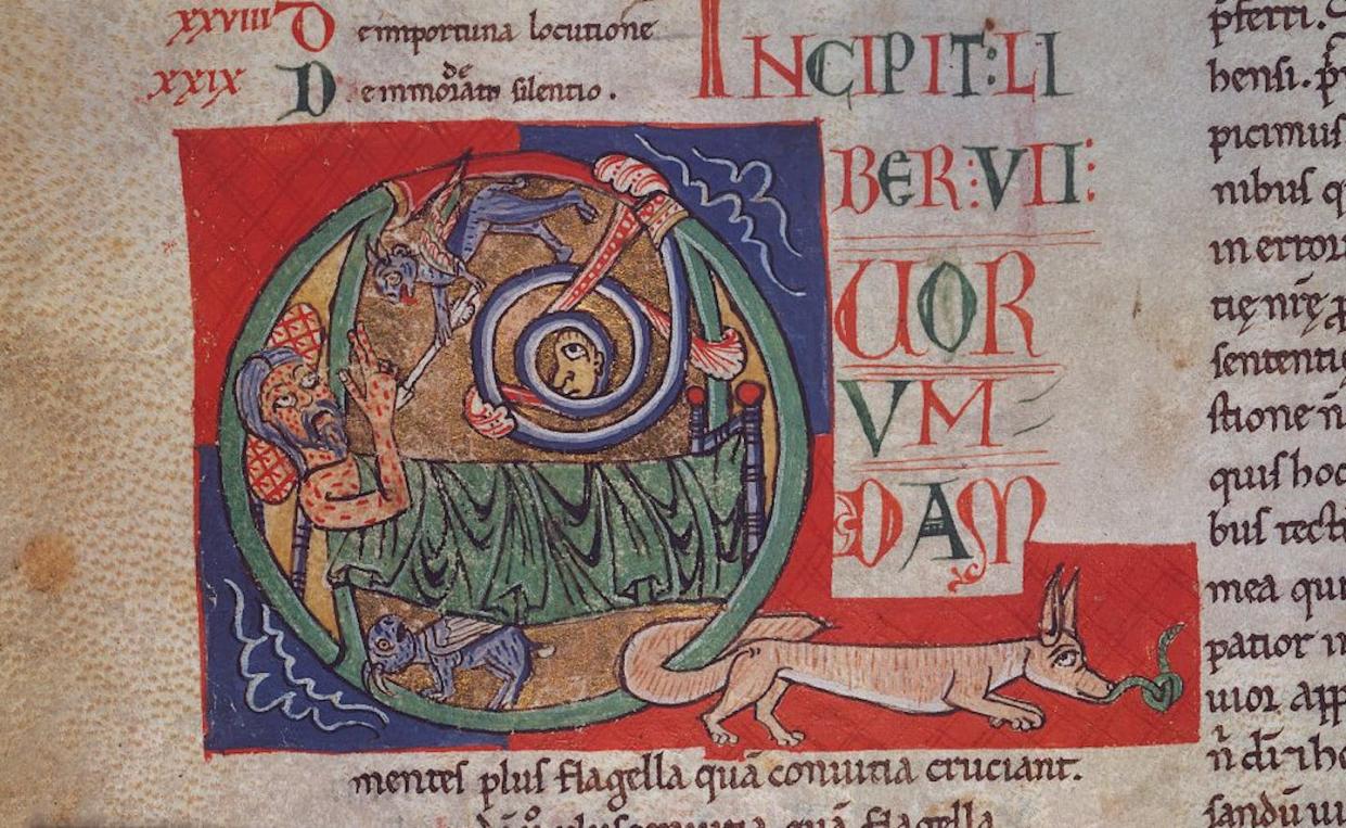 A 12th-century commentary on the Book of Job shows Satan transmitting a disease to him. <a href="https://www.gettyimages.com/detail/news-photo/illuminated-drop-cap-depicting-satan-transmitting-a-disease-news-photo/541321495?adppopup=true" rel="nofollow noopener" target="_blank" data-ylk="slk:DeAgostini Picture Library via Getty Images;elm:context_link;itc:0;sec:content-canvas" class="link ">DeAgostini Picture Library via Getty Images</a>