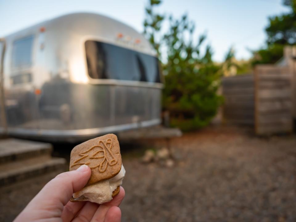 smore in front of airstream