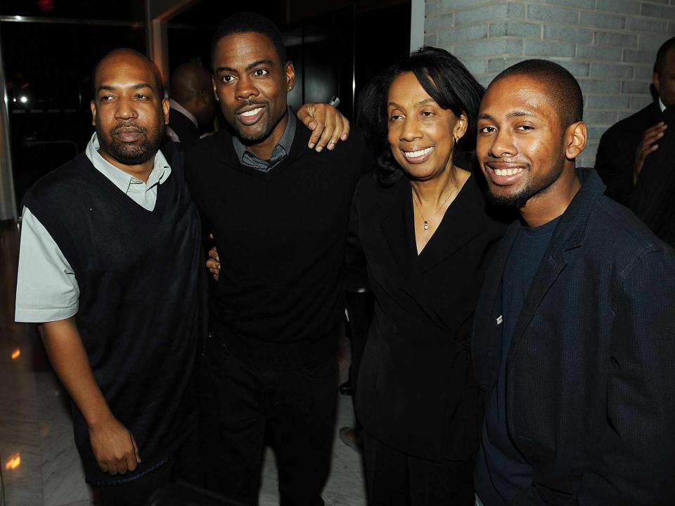 <p>Stephen Lovekin/Getty</p> Brian Rock, Chris Rock, Rose Rock and Jordan Rock at a 2009 afterparty in New York City.