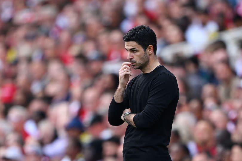 Mikel Arteta during the Premier League match between Arsenal FC and Everton FC at Emirates Stadium.