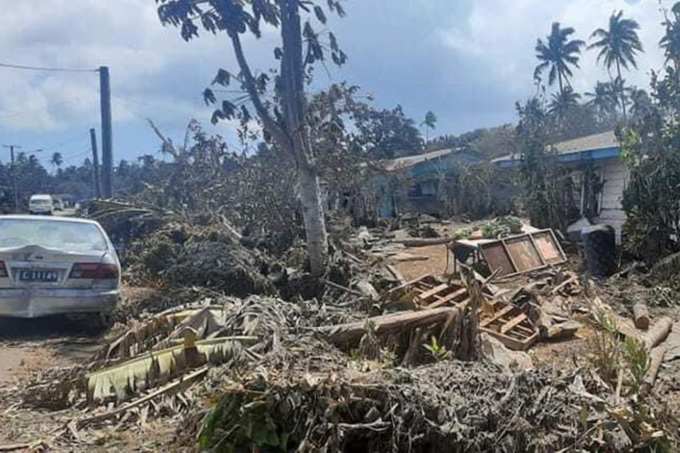 Fallen trees and household debris cover a residential area of Nuku’alofa (Consulate of the Kingdom of Tonga)