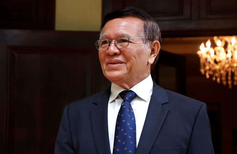 FILE PHOTO: Leader of CNRP Kem Sokha attends a meeting with German Ambassador to Cambodia Berger in Phnom Penh