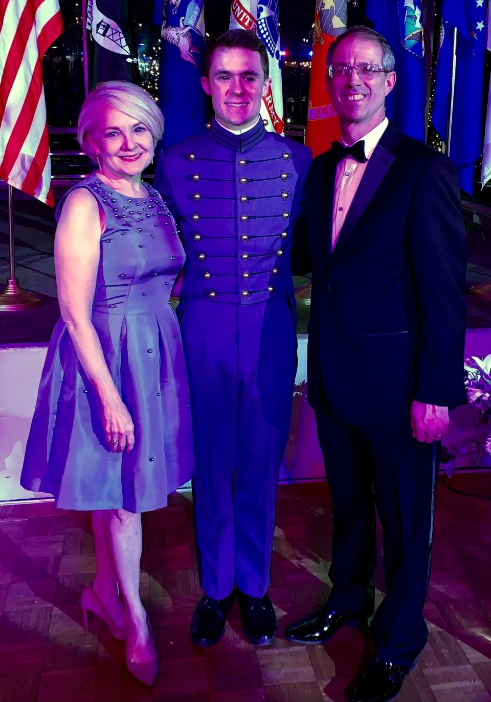 Rebecca and Don Ufford with their son, Taylor, at the All Academy Ball in 2018 at the Roostertail in Detroit. It was the most recent year the event was held.