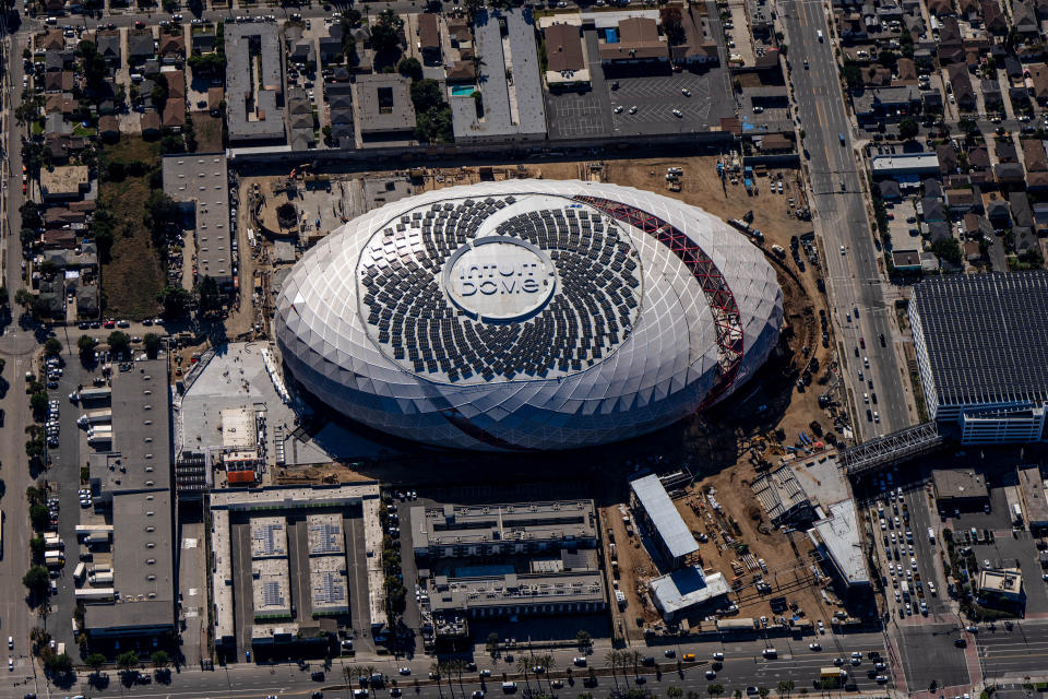 Ariel shot of Intuit Dome under construction in November 2023