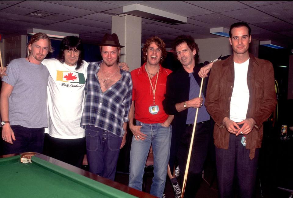 <p>Ron Wood, Keith Richards and Stone Temple Pilots on the Voodoo Lounge Tour in 1994 in Toronto, Ont. Canada.</p>