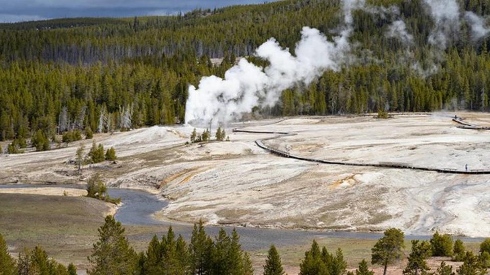 A view of Yellowstone National Park’s Old Faithful geyser. American Airlines said it is starting service from Charlotte to nearby Jackson Hole, Wyoming, this summer.