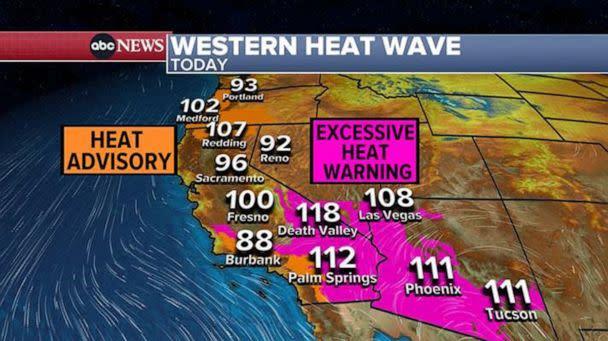 PHOTO: Monday weather forecast in the West. (ABC News)