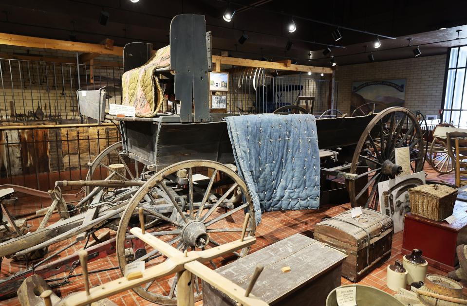 The original Brigham Young wagon from 1847 is exhibited at the Pioneer Memorial Museum in Salt Lake City on Friday, July 14, 2023. | Jeffrey D. Allred, Deseret News