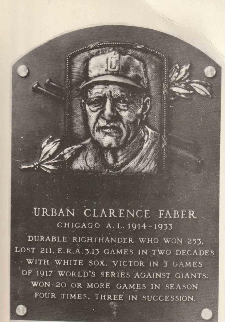 Red Faber was inducted into the Baseball Hall of Fame in 1964.