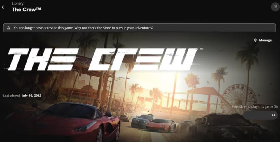 Ahora, es imposible jugar The Crew