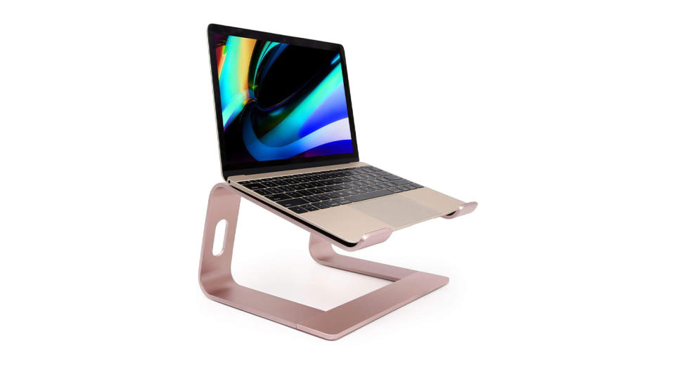 Rose gold laptop stand from Amazon