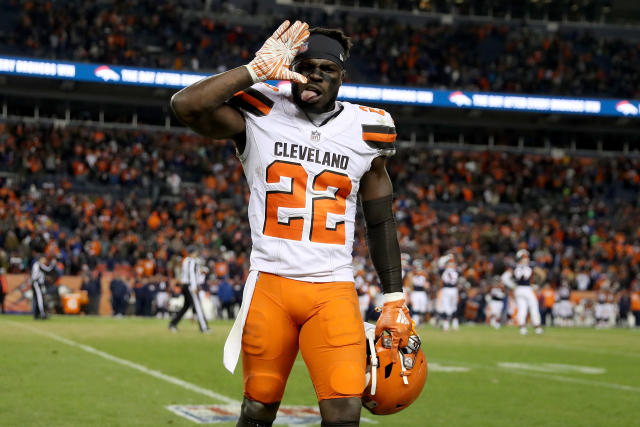 New York Giants free safety Jabrill Peppers celebrates after an