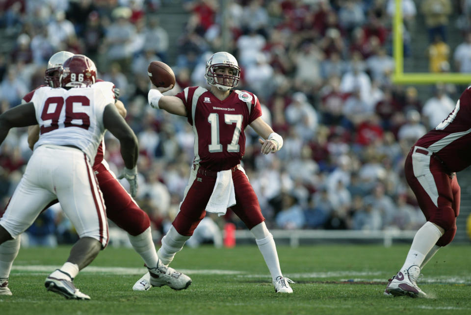 Former Washington State quarterback and current assistant athletic director Jason Gesser resigned on Tuesday, a day after new sexual misconduct allegations surfaced. (Getty Images)