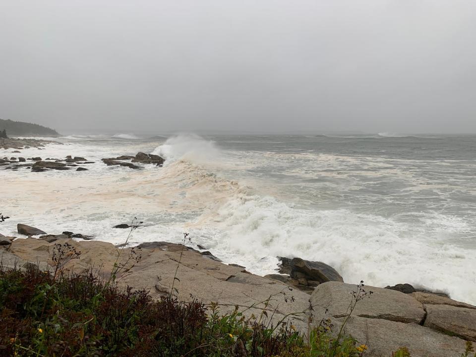 Major waves hit the coast of Herring Cove on Sept.23, 2020 as post-tropical storm Teddy made landfall Wednesday morning.