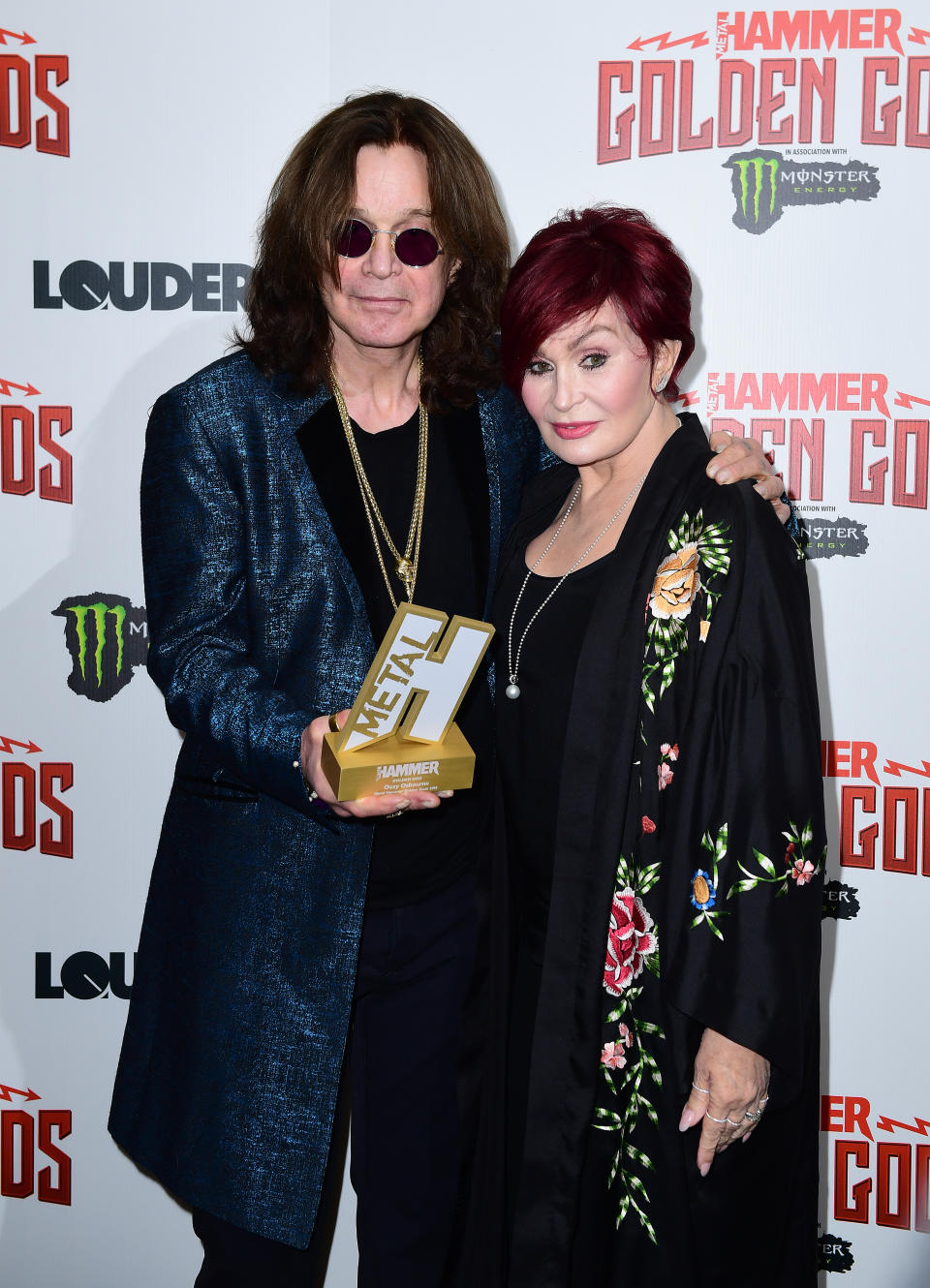 Ozzy Osbourne with his Golden God award and wife Sharon Osbourne in the press room at the Metal Hammer Golden Gods Awards 2018 held at indigo at The O2 in London. (Photo by Ian West/PA Images via Getty Images)