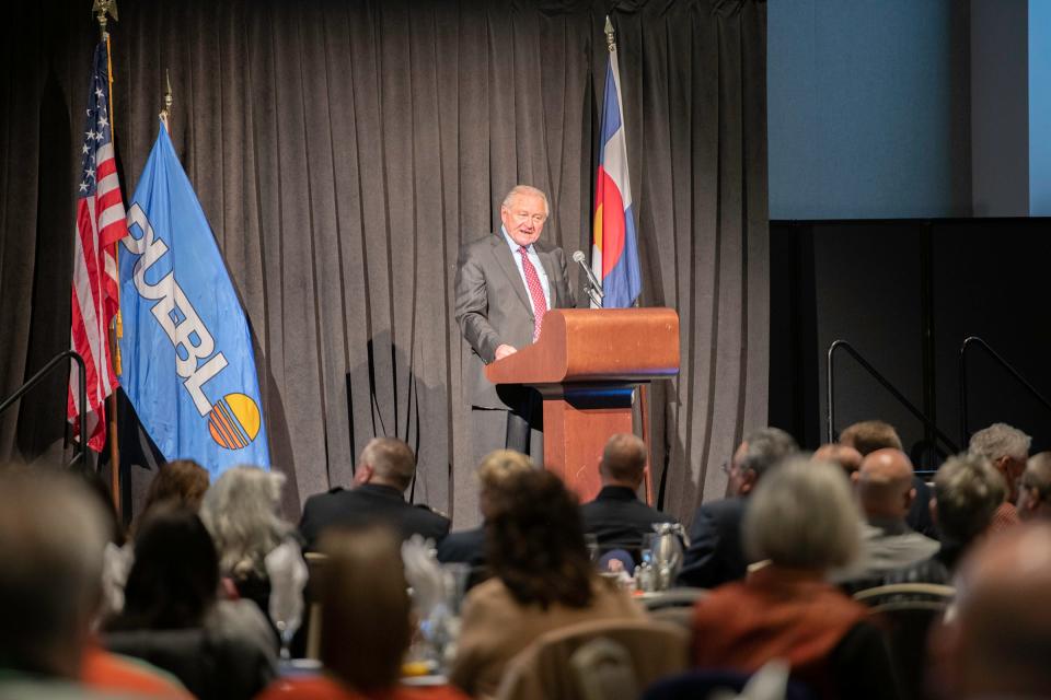 Pueblo Mayor Nick Gradisar delivers the 2023 State of the City address to full room at the Pueblo Convention Center on Friday, Jan. 13, 2023.