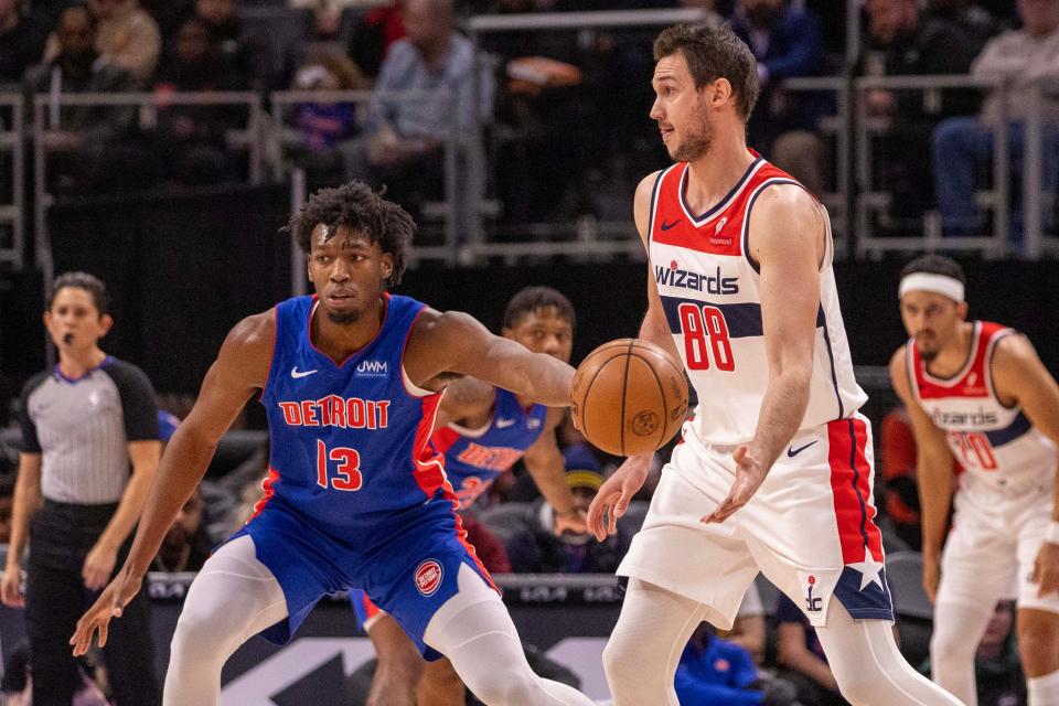 Washington Wizards power forward Danilo Gallinari during the first half of a game against the Detroit Pistons at Little Caesars Arena, Nov. 27, 2023.