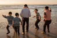 <p>Ultra-Orthodox Jewish boys perform the “Tashlich” ritual along the Mediterranean Sea in the Israeli city of Herzliya, near Tel Aviv, on Sept. 28, 2017, during which “sins are cast into the water to the fish”. The “Tashlich” ritual is performed before the Day of Atonement, or Yom Kippur, the most important day in the Jewish calendar, which in 2017 starts at sunset on Sept. 29. (Photo: Jack Guez/AFP/Getty Images) </p>