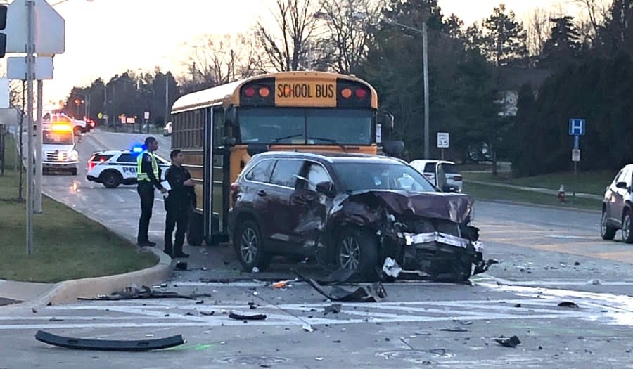 Beachwood crash involving school bus closes roadway